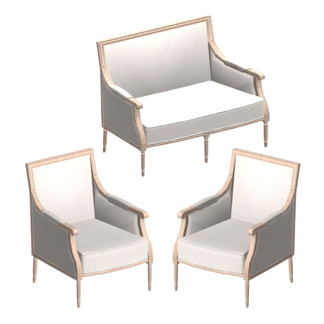 A complete lounge set with a romantic theme.