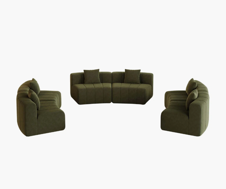 Olive Curved Sectional Sofa