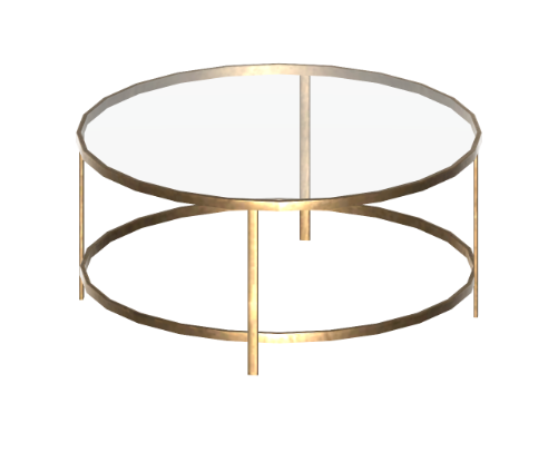 A stylish coffee table with a gold finish.